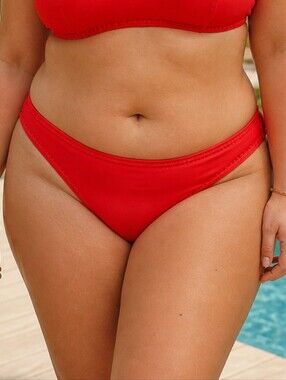 NWT Triangl Red Bikini Bottom Neoprene Minimal Cheeky Swimwear Summer Beach Hot